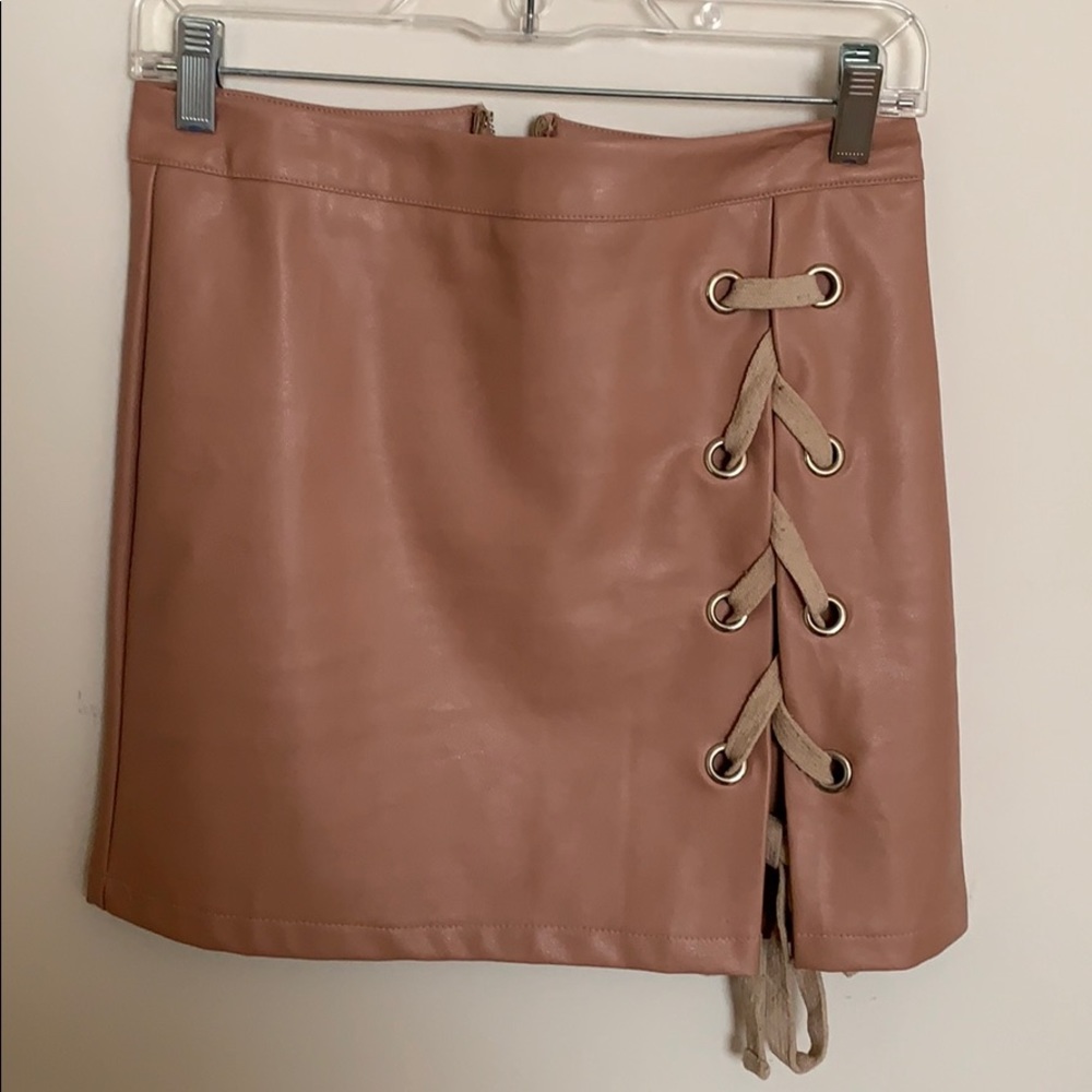 FAUX LEATHER lace up skirt!